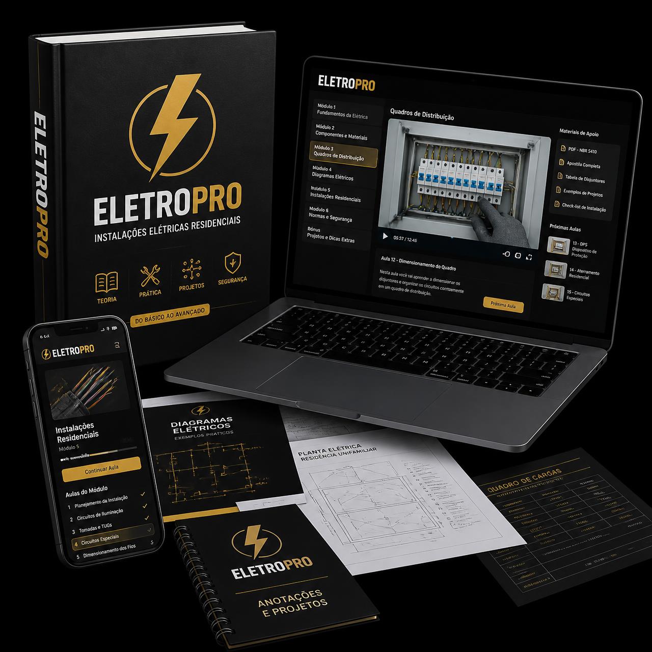 Curso ELETROPRO: PDF, laptop com 361 videoaulas e material de apoio